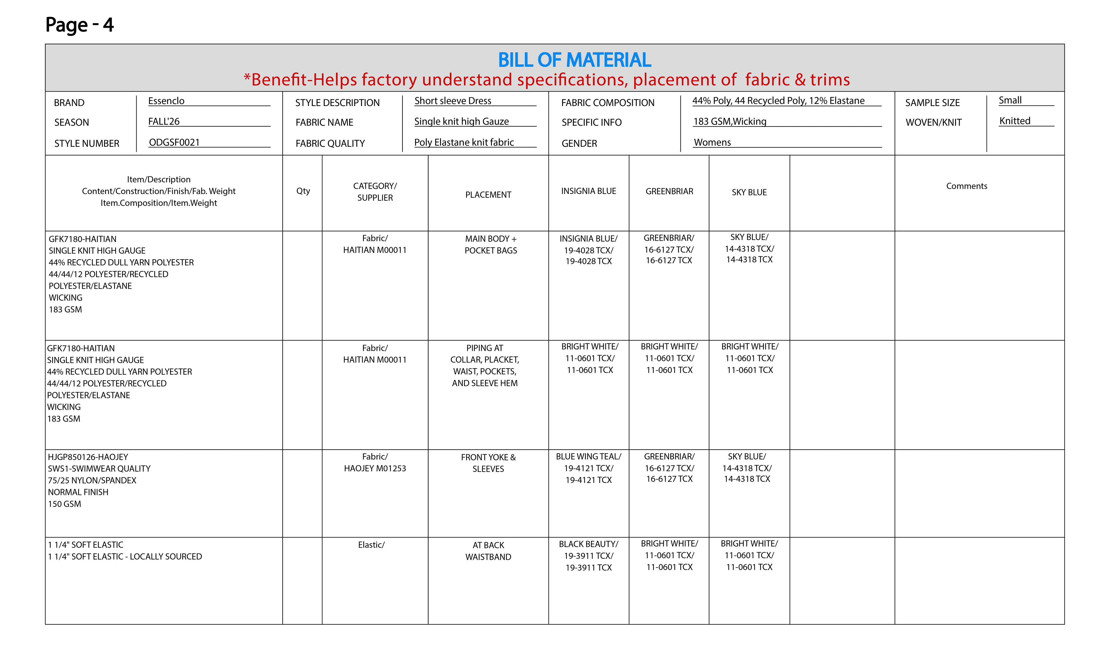 Page 4 - Bill of Material