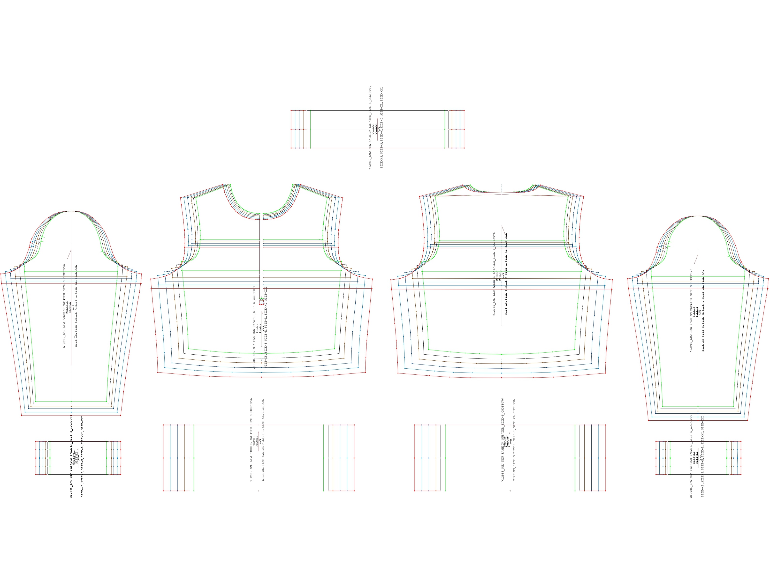 Patternmaking – graded pattern with seam allowances